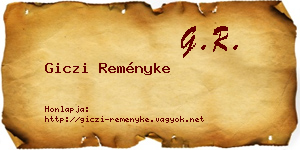 Giczi Reményke névjegykártya